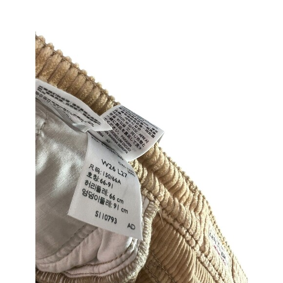 Levi's Premium Ribcage Straight Ankle Corduroy Jean Granola Wide Wale Size 26 - Picture 12 of 12